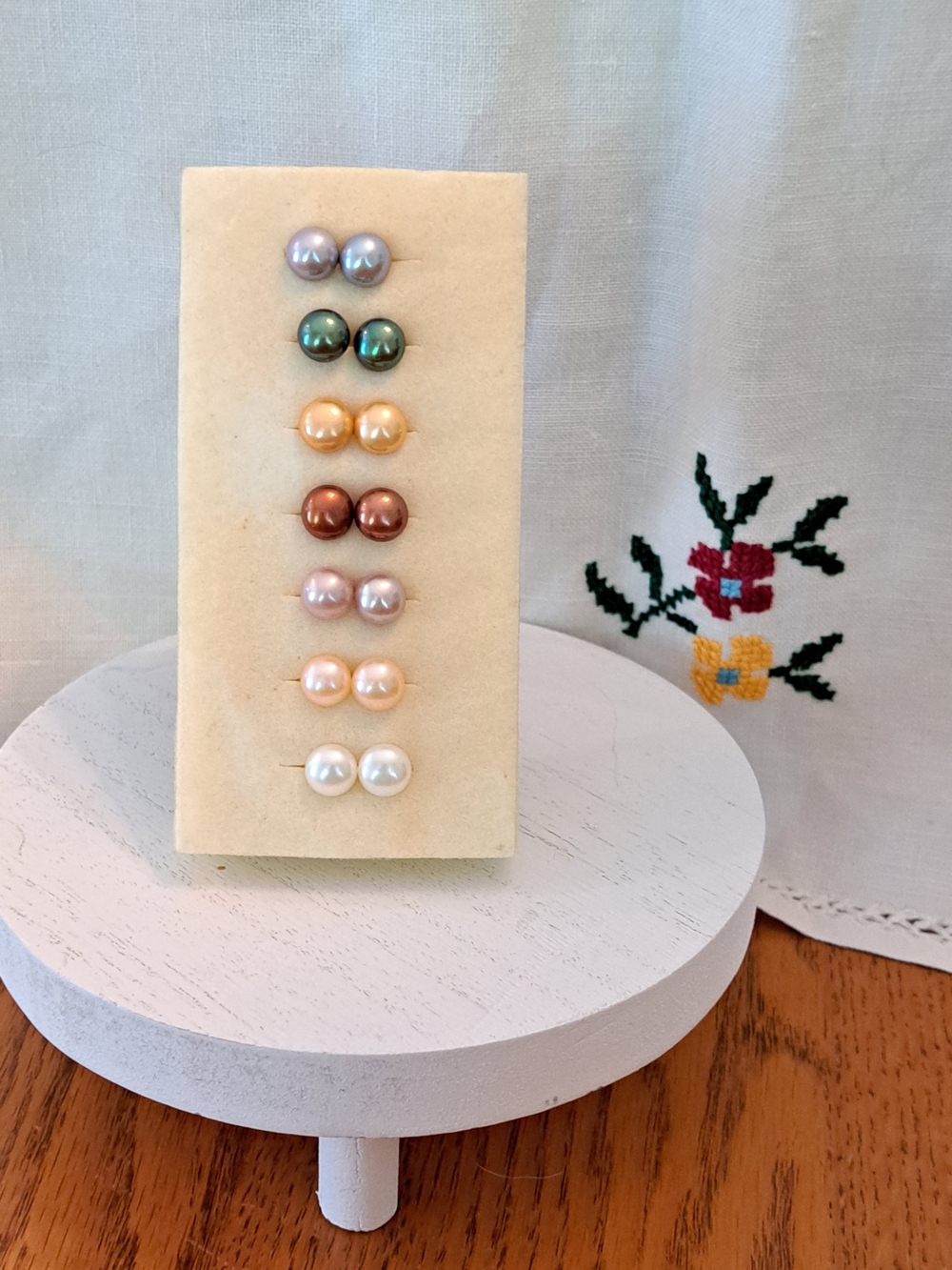 Assorted Fresh water Pearl Stud Earring Set in Multi Colors